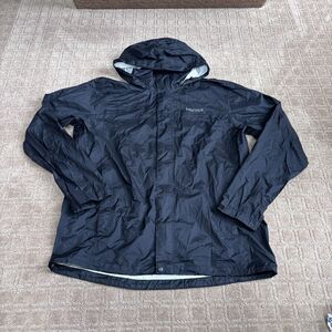 Marmot Rain Jacket Women's XL Black Nylon Hooded Full Zip Vented Hike Outdoor